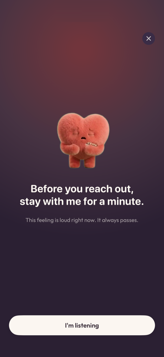 Mend crisis screen that talks you out of texting your ex